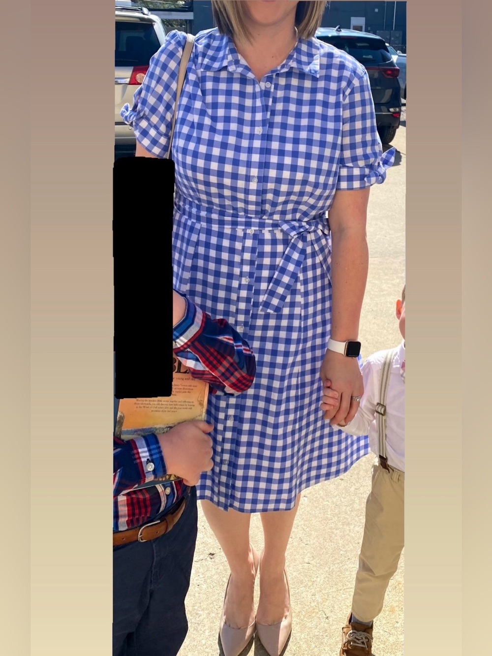 Talbots Petite Blue Gingham Checkered Lined Shirtdress - Picture 8 of 8
